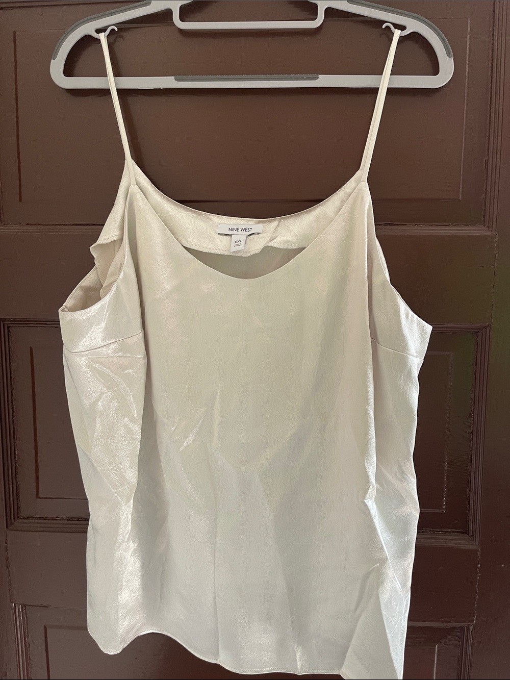 Nine West Shimmery Cream Satin Spaghetti Strap Camisole